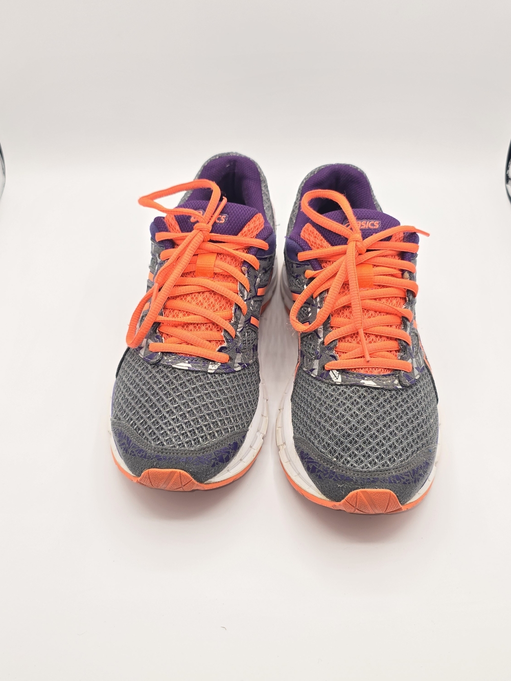 ASICS Women's 10 Gray Orange Running Walking Gym Shoes Comfortable All Day Wear